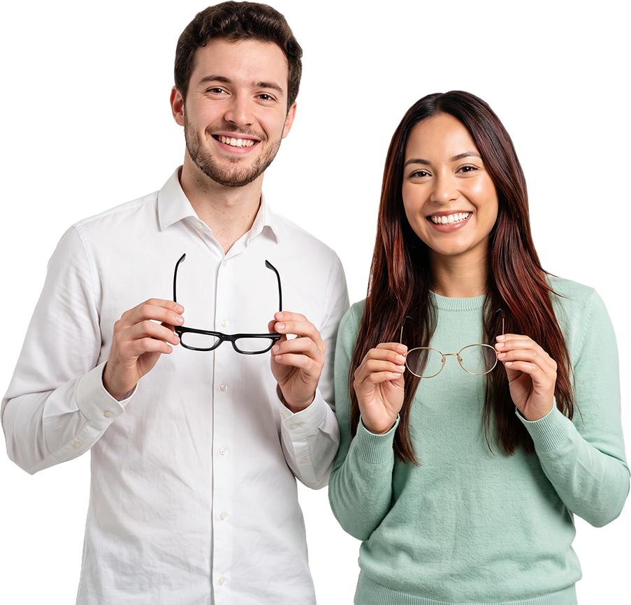 Dos jóvenes con gafas